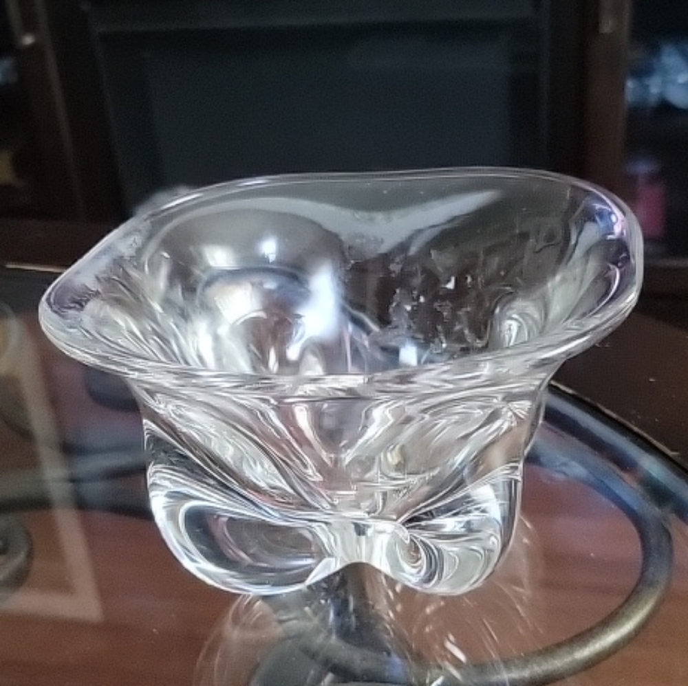 Clear Pinched Base Crystal Square Bowl -6” Orrefors Edward Hald